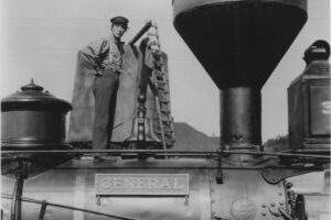 Buster Keaton auf der Lock Der General, Foto gute Auflösung